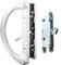 Patio Door Handle Set + Mortise Lock 45° Perfect Replacement for Sliding Glass Door Fits 3-15/16” Screw Hole Spacing, Non-keyed with Mortise Latch Locks,White Diecast,Reversible Design(Non-Handed)