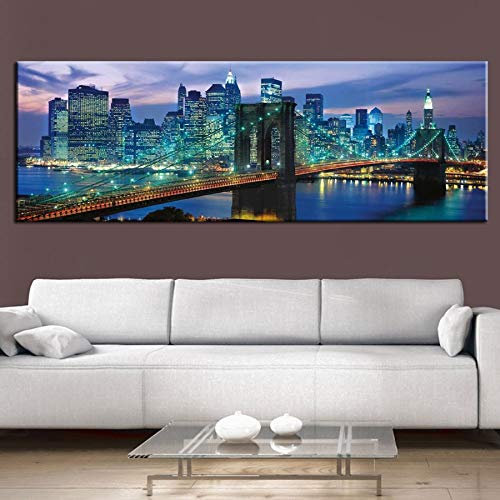 Diamant Malerei Kits Voll New York Nachtansicht DIY 5D Diamant Painting Bilder Große Erwachsene/Kinder Kreuzstich Stickerei Kristall Strass Diamond Painting für Home Wall Decor,(100x200cm/40 * 80in)