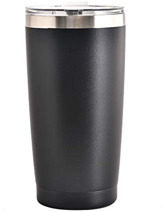 Gobelet de voyage isotherme en acier inoxydable à double paroi - 600 ml - Avec couvercle coulissant résistant aux éclaboussures - Noir