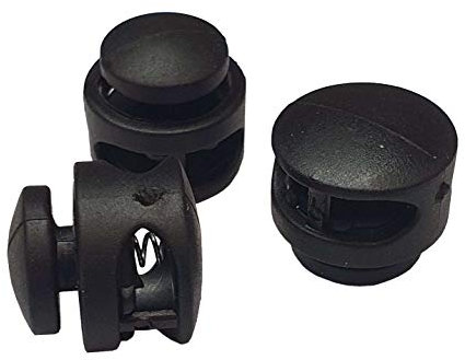 10 Stück Kordelstopper, Doppelloch Kordelklemme, Schwarz, optimal für 3/4/5 mm Kordel, Schnuersenkel, Band Klemme, Knebelanschlag für Seile, Jacken, Gummiband (Model - 8)
