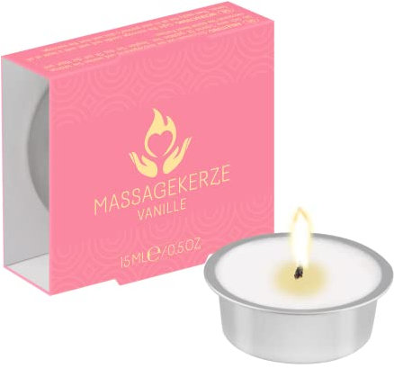 EIS Massagekerze mit Vanilleduft | Ideal für sinnliche Paarmassagen | Natürliche pflegende Inhaltsstoffe | Besinnliches Kerzenerlebnis | Geschenk für Frauen und Männer | 15 ml