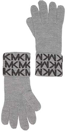 Michael Kors Bordered MK Logo Gloves One Size (PEARL HEATHER)