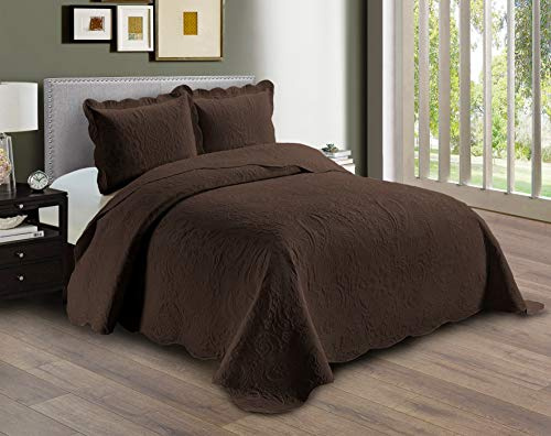 Linen Plus Bettwäsche-Set, geprägt, für King-Size-Betten und Kalifornien, Übergröße, einfarbig, Kaffeebraun