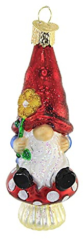 Old World Christmas Garden Gnome Glass Blown Ornament for Christmas Tree