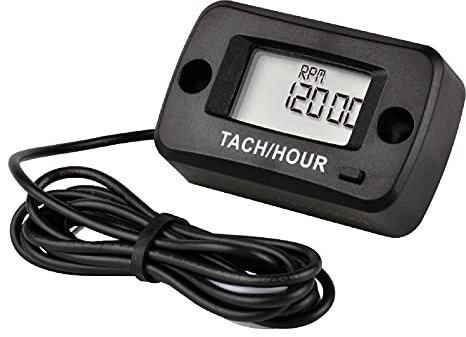 HonorMeet Digital Tach/Hour Meter Gauge with Maintenance Reminder,Real-time RPM & Max RPM Display,Water Resistance Design for Lawn Mower Generator Motorbike Marine.