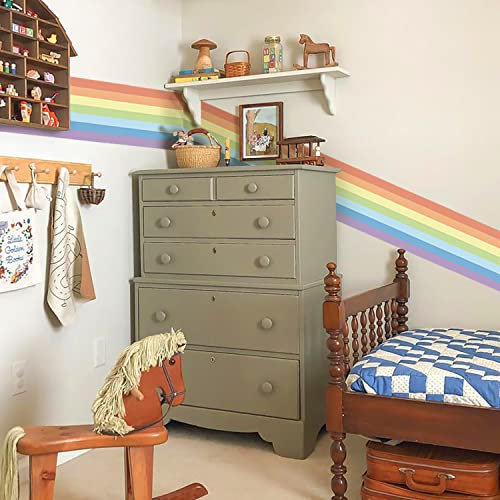 astrkiz linearer Wasserfarben-Regenbogen selbstklebend Wandaufkleber für Kinder, Wandsticker Bordüre Wandbordüre Kinderzimmer, Babyzimmer, Spielzimmer, Wanddeko PVC Wandtattoo,160x20 cm