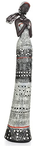 Moritz Deko-Figur Afrikanische Frauen Kunstfigur kulturell weiß aus Polyresin Dekorations Idee Standdeko Mensch Statue Skulptur Einheimisch Tradition