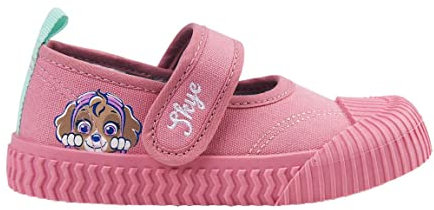 Zapatillas de La Patrulla Canina - Color Rosa - Talla 26 - Cierre Tipo Bailarina con Velcro - Zapatillas de Lona Infantiles con Suela y Puntera de PVC - Producto Original Diseñado en España