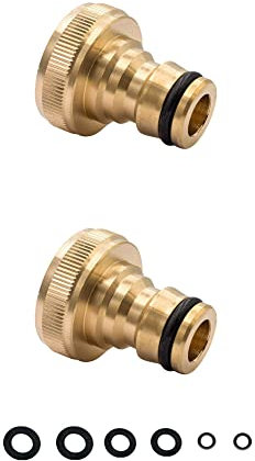 TOPWAYS Brass Garden Hose Tap Connector, 3/4 Inch BSP Brass Female Threaded Faucet Adapter for Garden Tap Splitter Quick Connector(3/4 Female 2 Pack)