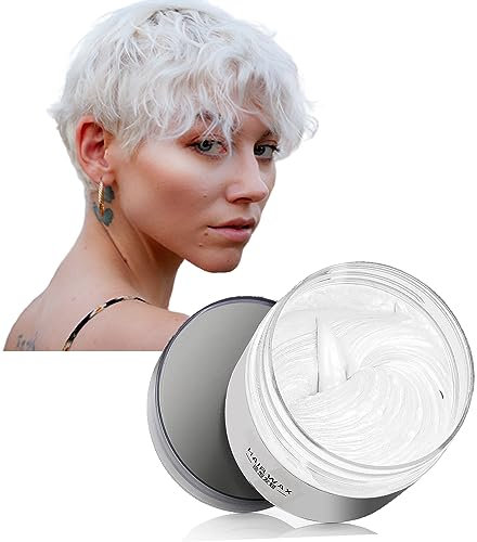 Tinte temporal para el pelo, cera blanca, cera natural, para fiestas, cosplay y Halloween (blanco)