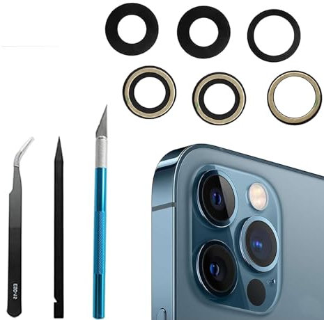 Anglepingping 12 Pro Rear Camera Lens Replacement for iPhone 12 Pro Back Camera Glass Lens Replacement + Repair Tool Kit,Anti-Lens Scratch