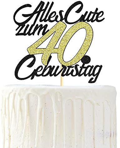 Sumerk 1 Stück 40.Geburtstag Tortendeko Happy 40th Birthday Cake Topper 40.Alles Gute Geburtstag Cake Topper 40 Jahre Torte Kuchen Deko für 40 Geburstagstorte Deko Jungen Mädchen Mann Frau