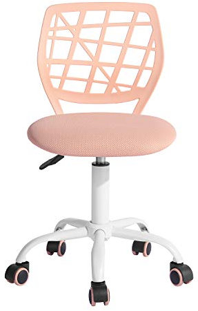 HOMYLIN Schreibtischstuhl, Computerstuhl, ergonomischer Stoff, Drehstuhl, Bürostuhl, bequem, ohne Armlehnen, höhenverstellbar, Hellrosa I