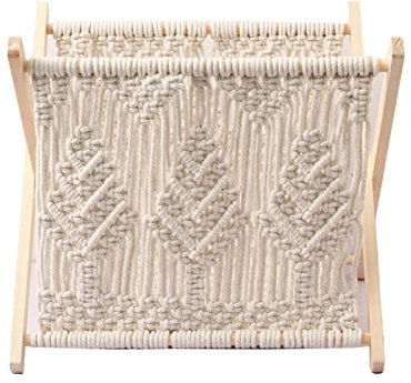 Rianpesn Böhmischer Zeitschriftenhalter - Dekorativer Makramee-Zeitungshalter Boden | Boho Room Decor Aufbewahrungskorb für Bücher, Post, Fernbedienung, Schreibtisch-Organizer