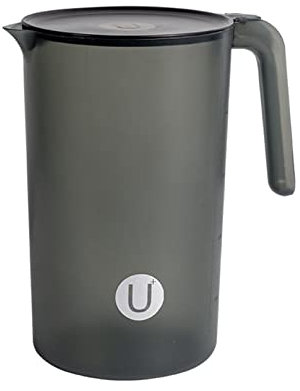 MSemis Kunststoff Wasserkanne Plastik Wasserkrug 2L 2.5L Wasserkaraffe Transparent Pitcher für Eis Eistee Saft Schwarz B 2500ML