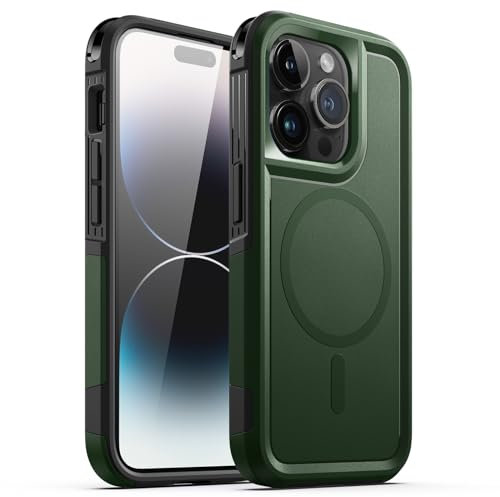 JETech Case for iPhone 14 Pro 6.1-Inch Compatible with MagSafe, Heavy Duty Dual-Layer Rugged Protection, Shockproof Protective Tough Phone Magnetic Cover (Midnight Green)