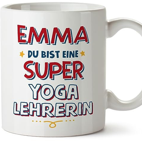 Mugffins Tassen Personalisierten für YOGA-LEHRERIN Frau - Auf Deutsch - Du Bist Super - 11 oz / 330 ml - Individuell Anpassbar Geschenk Mitarbeiter