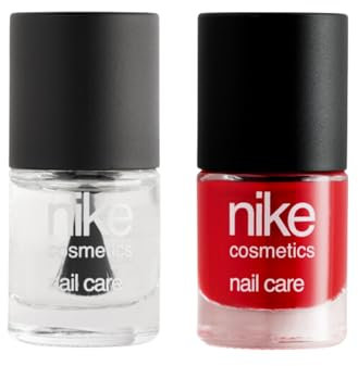 NIKECOSMETICS - Laca de Uñas Tender Blush 8 ml + Top Coat 8 ml, Color Rojo, Transpirable, Efecto Brillante y de Larga Duración, Fácil de Aplicar, Secado Rápido, Fórmula Vegana