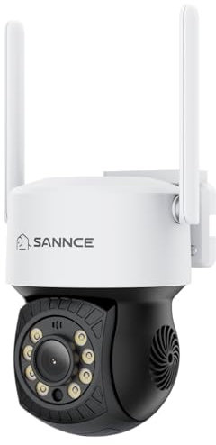SANNCE PT Camera 2K, Wireless Security Cam 3MP, 350° Horizontal & 90° Vertical Rotation, Works with Alexa, Motion & Human Detection, Colour Night Vision, IP66 Waterproof