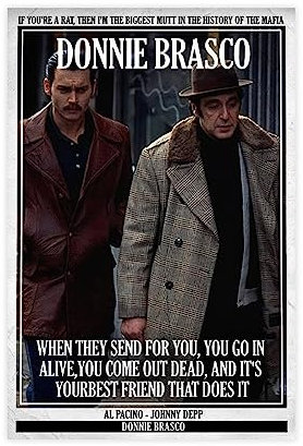 Donnie Brasco – Kult-Film-Poster – Vintage-Retro-Kunstdruck – klassische Filmposter auf Leinwand, Wandkunst, Dekordruck, Bild, Gemälde für Wohnzimmer, Schlafzimmer, Dekoration, ungerahmt, 30,5 x 45,7