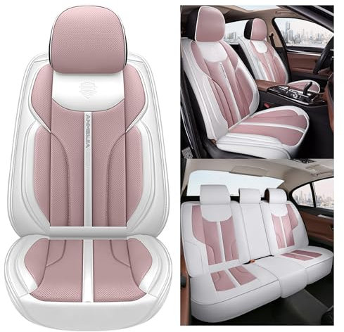 nenyan Set Coprisedili Auto Universale per Anteriori e Posteriori | Compatibile con Airbag Laterale - Rosa Chiaro