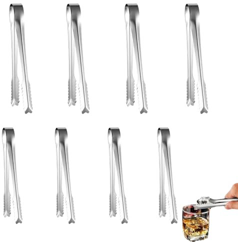 8 Pcs Sweet Tongs Serving Tongs Mini Tongs Small Kitchen Tongs 5 Inch/6 Inch Stainless Steel Tongs for Food Coffee Sweets Bread Cake Kitchen Party Bar Bucket (2 Sizes)