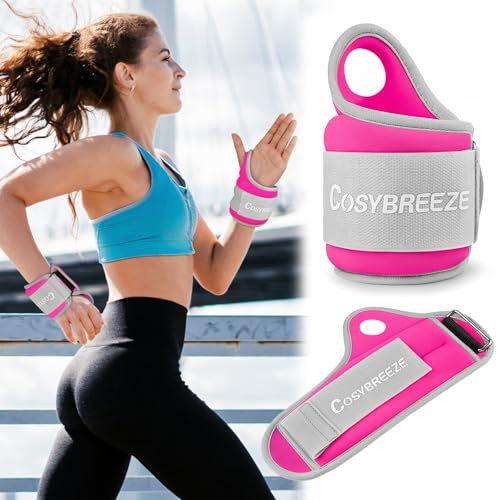 Cosybreeze Gewichtsmanschetten Hand Frauen Männer Gewichtsmanschetten Handgelenk Gewichte für Arme 1kg 2kg 1 Paar Handgewichte Armgewichte für Fitnessstudio, Bewegung, Laufen, Joggen, Rosa