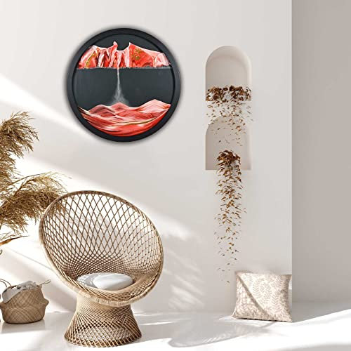 Décorations murales Art de sable en mouvement, paysage de sable de mer profonde en sablier 3D, mouvement liquide d'art de sable rotatif à 360 °, affichage de cadre en verre rond, jouet relaxant