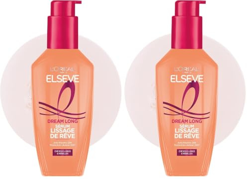 L'Oréal Paris - Sérum Lissage de Rêve - Protecteur de Chaleur 230° et Anti-Frisottis 24h - Enrichi en Kératine Végétale et Beurre de Cacao - Tous Types de Cheveux - Elseve Dream Long - 100 ml