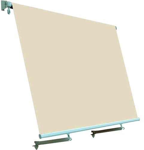 Tenda da Sole a Caduta con Bracci Protezione UV - Tenda Parasole Manuale da Balcone, Installazione a Parete con Staffe Incluse, Ideale per Balcone e Terrazzo, 300x245cm, Beige