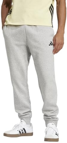 adidas Men's Essentials FeelCozy Fleece Pants, Medium Grey Heather/Black, XXL