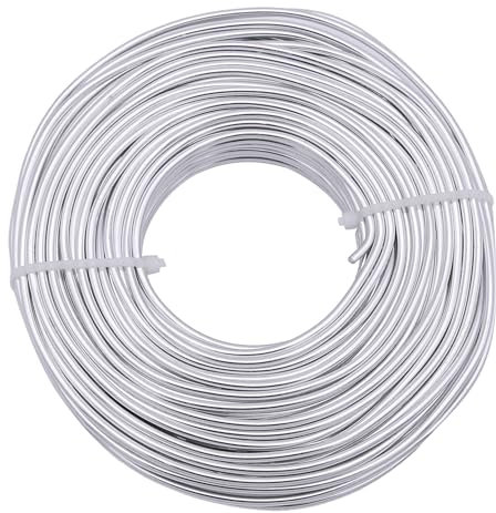 Uxney Alambre para joyería, alambre de aluminio 1mm - Fabricación de joyas, manualidades, bricolaje y artesanía (blanco plateado, 30 metros)