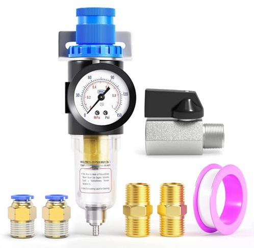 TAILONZ PNEUMATIC 1/4 tum BSP AFR2000 luftfilter tryckregulator kit (0 till 1MPA) 5mikron mässingselement luftverktyg kompressorfilter med tryckmätare
