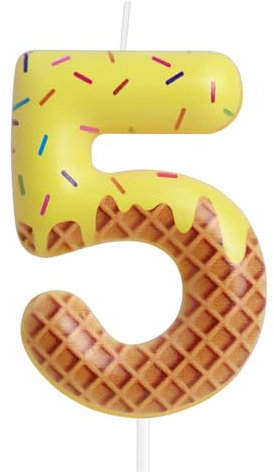 Ice Cream Birthday Candles, Colorful Cake Decorations, Candy Number 5 Candle for Birthday Cake, Sweet 5th Cake Topper Candle, Ice Cream Theme for Girls Boys Birthday Decorations Summer Party Supplies