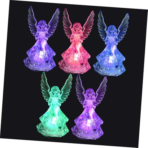 IMIKEYA 5stücke Teiliges Leuchtende Acryl Engel Weihnachtsdeko Mit Led Nachtlicht Farbige Weihnachtsbaum Deko Für Party Zuhause Bar Und Festtage