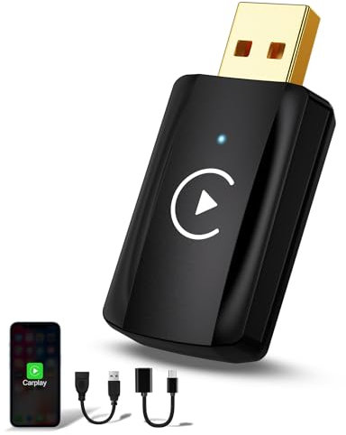 MSXTTLY Carplay Wireless Stick U2C-AIR 3.0, Mini Wireless Carplay Adapter for Cars, 5GHz WiFi USB C/A, Black