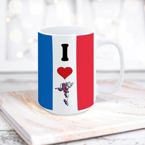 Yelolyio White Mug I Love My Country,Faroe Islands Ceramic Cup Coffee Mug Faroe Islands Flag White Tea Cup Gift for Mom Dad Grandmother Grandpa Women Men 15oz