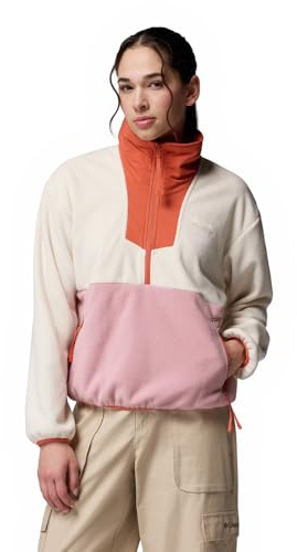 Columbia Women's Sequoia Grove Half Zip Fleece, Fleece Pull Over, Chalk, Eraser Pink, Tuscan, XS