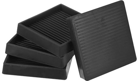 M METERXITY 4-Pack Furniture Coasters Cups, 3 Square Rubber Anti Slide Floor Protector Pads for Sofa Chair/Piano Stopper, Furniture Caster Leg Non Slip Feet Cups [Black]