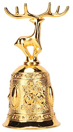 Weihnachtsglocke, Metallglocke, Vintage-Handglocke, dekorative Glocke, Hirsch-Handglocke, Esstischglocke, Handrufglocke für Hochzeitsveranstaltungen, Dekoration (Gold)
