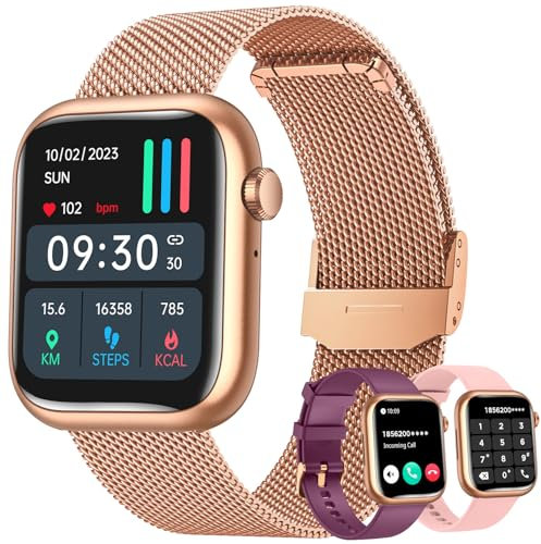 Smartwatch Reloj Inteligente Mujer con Llamada - 1.83 Bluetooth Watch Smart Sueño Oxígeno Sanguíneo Monitor de Presión Arterial 123 Modos de Ejercicio Podómetro Pulsera Impermeable para Android iOS