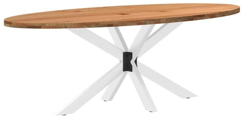 vidaXL Esstisch Hellbraun 220x100x74 cm Massivholz Eiche Oval, Küchentisch, Restauranttisch, Tisch Restaurant, Esszimmertisch, Bistrotisch