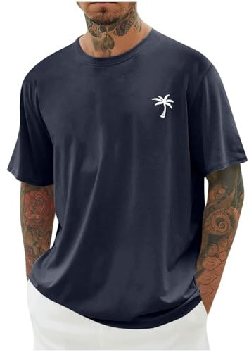 Qixiu Oversized T-Shirt Herren, Weiß, 5XL, Kurzarm, Crew-Ausschnitt, Polyester, Sport, Sommer