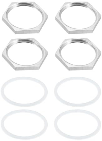 sourcing map 4 tuercas hexagonales de fijación de tubería fundida con arandela de acero inoxidable 304, tuerca de bloqueo hexagonal NPT de 1 pulgada rosca hembra para fontanería fija, escoba de agua y