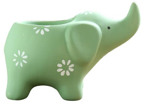 CUCUFA Succulent Pots, Elephant Shaped Flower Pots, Ceramic Small Succulent, Green Mini Animal Vase for Decoration