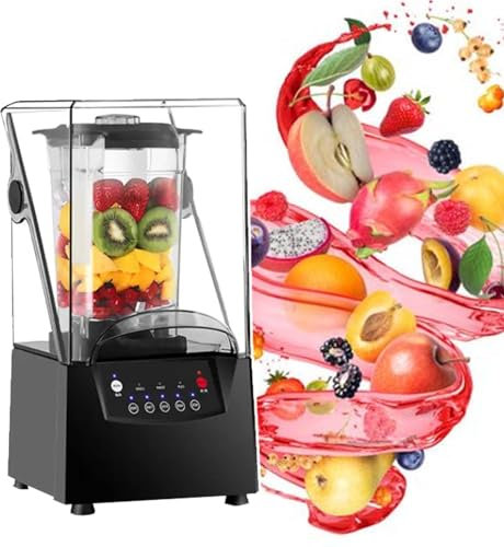 HCAUYNN Blender Silencieux à 6 Lames, 5 Secondes De Broyage. Glace, Blender 2 L, Broyeur à Glace, 17 000 TR/Min, 4 PréRéGlages Personnalisables, pour Restaurants/CaféS