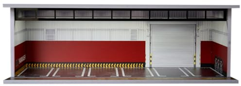 Display Case für Hot Wheels, Diorama 1/64 Skala Auto Garage Modell mit LED-Lichtern und Acrylabdeckung, Stapelbares Auto Parkplatz Modell, Diecast Auto Display Case (Weißrot Parkplatz)