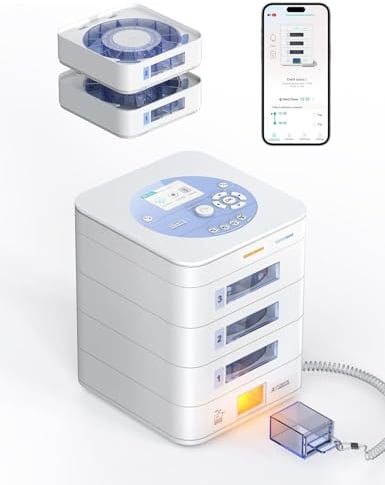 IDEERFIT Intelligente Tablettenbox App LCD 42 Tage 3 Fächer | App und LCD, digitales Schloss, Licht- und Tonalarm, 3 Fächer, 42 Tage Vorrat, für Senioren
