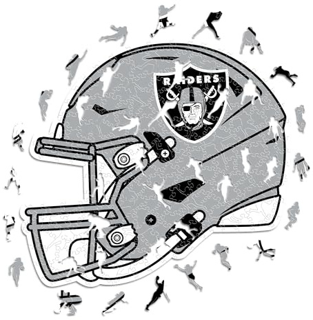 Iconic Puzzles – Helm Las Vegas Raiders, offiziell Lizenziertes NFL-Holzpuzzle, 100% nachhaltig, Geschenk für Erwachsene und Kinder, Größe M, 270 Teile