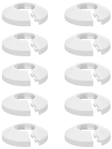 10 PCS Plastic Radiator Pipe Covers, White Radiator Pipe Collars, Water Pipe Covers, Fit for 15 mm Diameter Pipe